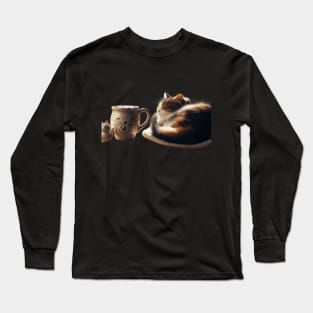 Kitty & Coffee Co.: Where Paws Meet Percolators Long Sleeve T-Shirt